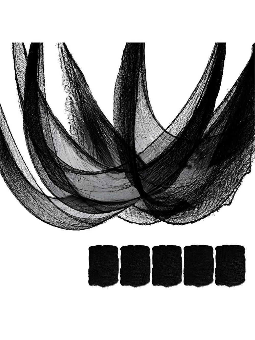 5 Pcs Black Halloween Gauze Creepy Cloth Fabric Tapestry Decor Decorations